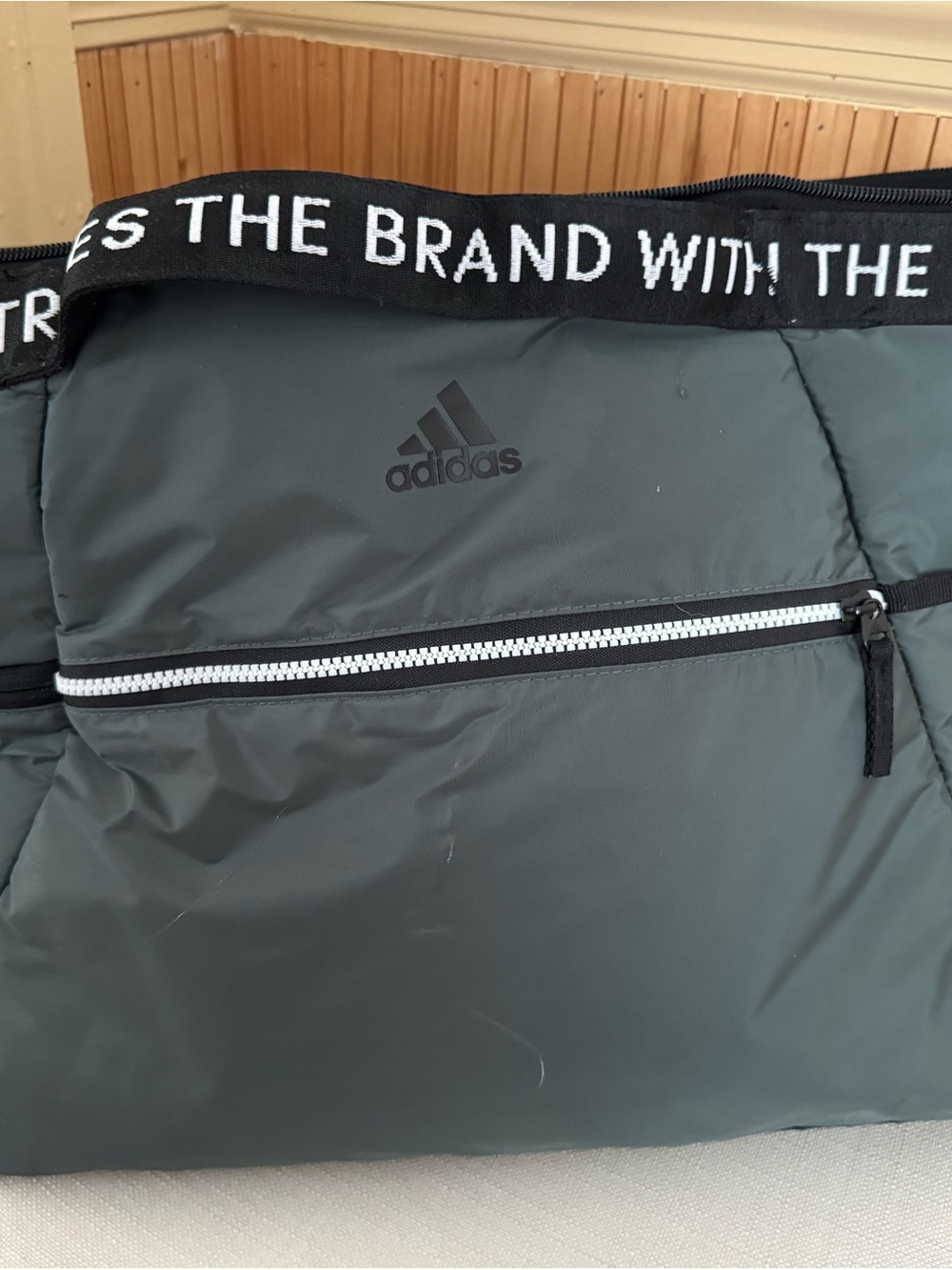 adidas Women’s Dark Green Padded Messenger Bag with Branded Strap